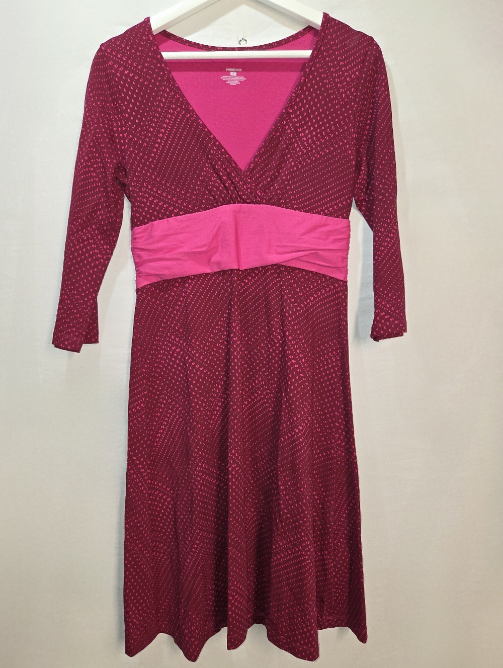 Patagonia Organic Cotton Dress Margot Pink 3/4 Sleeve Dress S VGUC